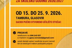 GPOU Otočac upisuje učenike u 1. razred glazbene škole