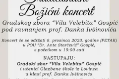 Božićni koncert Gradskog zbora “Vila Velebita” večeras od 19:00 sati u POU Gospić!