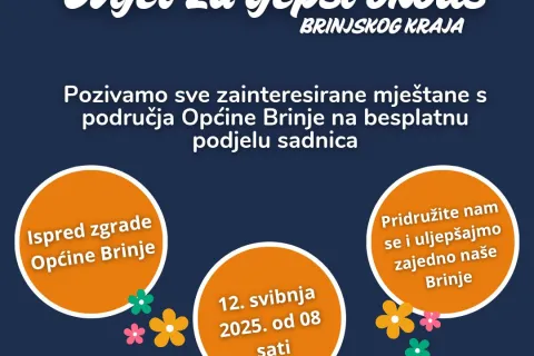 Zajedno za ljepše Brinje – podjela sadnica cvijeća za mještane