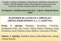 Raspored blagoslova obitelji za 2. i 3. siječnja 2026.