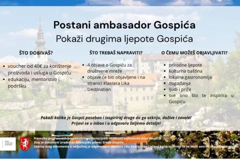 Postani ambasador Gospića: Predstavi ljepote svoga grada i osvoji vaučer od 40 eura!