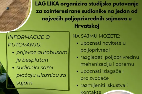 LAG Lika organizira studijsko putovanje na Bjelovarski proljetni sajam