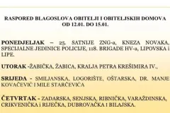 Raspored blagoslova obitelji i obiteljskih domova od 12. do 15. siječnja