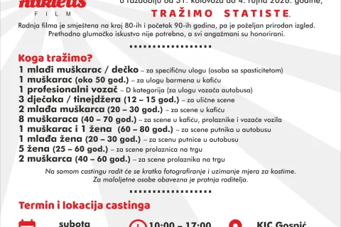 Traže se statisti za snimanje filma: Postani dio filmske priče!