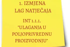 Izmjena LAG natječaja za provedbu intervencije “Ulaganja u poljoprivrednu proizvodnju”