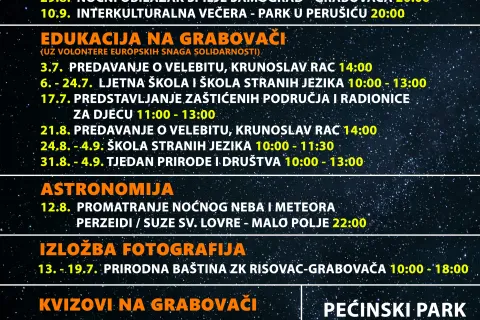 Pećinski park Grabovača ovoga ljeta donosi bogati program događanja za sve generacije