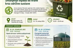 JU Razvojna agencija LIRA poziva na dvodnevni stručni trening u okviru projekta ECOFOODCYCLE na temu: Smanjenje otpada od hrane kroz održive sustave