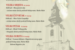 Raspored misnih slavlja Gospićko-senjske biskupije u Velikom tjednu