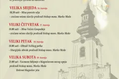 Raspored misnih slavlja Gospićko-senjske biskupije u Velikom tjednu