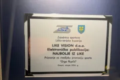 Portal Najbolje iz Like dobitnik priznanja “Grga Rupčić” za medijsku promociju sporta