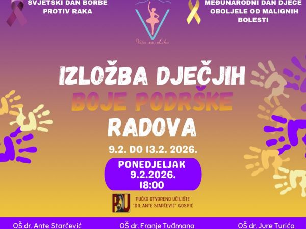 “Boje podrške“ u Gospiću: Izložba dječjih radova u znaku borbe malignih bolesti “Boje podrške“ u Gospiću: Izložba dječjih radova u znaku borbe malignih bolesti