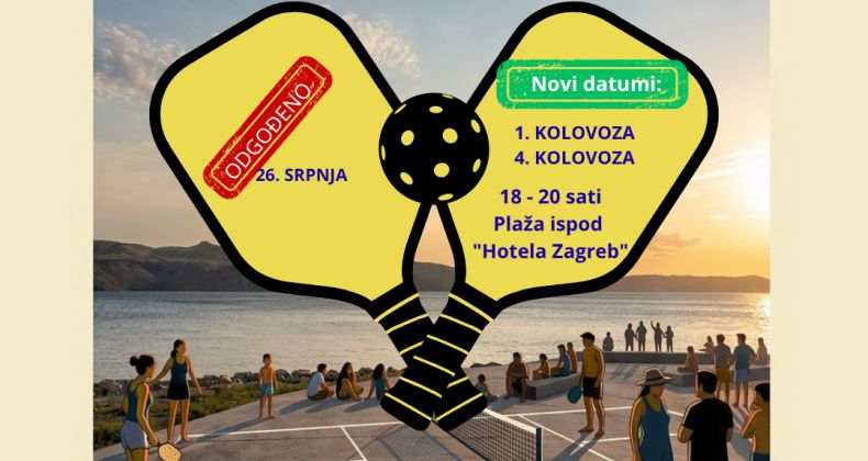 Najbolje iz Like - Odgađa se nedjeljni Pickleball u Karlobagu - poznati novi termini