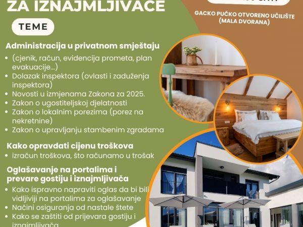 Edukacija za privatne iznajmljivače u Otočcu Edukacija za privatne iznajmljivače u Otočcu