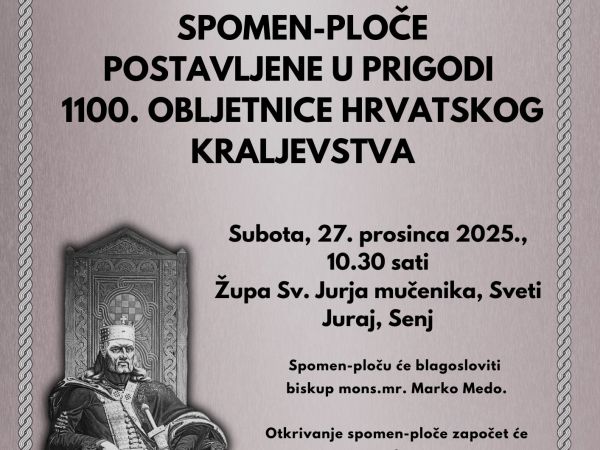 Svečano otkrivanje spomen-ploče u Svetom Jurju povodom 1100. obljetnice Hrvatskoga Kraljevstva Svečano otkrivanje spomen-ploče u Svetom Jurju povodom 1100. obljetnice Hrvatskoga Kraljevstva