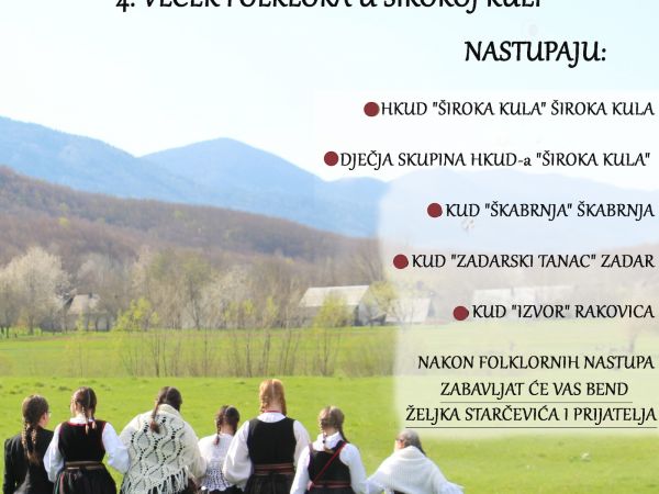 Ove subote 4. Večer folklora u Širokoj Kuli Ove subote 4. Večer folklora u Širokoj Kuli