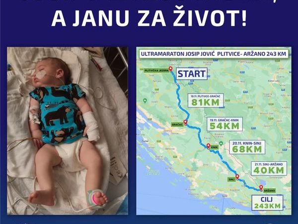 Sutra ujutro starta 243 kilometara duga humanitarna utrka od Plitvica do Aržana - “Josipu za rođendan, Janu za život!” Sutra ujutro starta 243 kilometara duga humanitarna utrka od Plitvica do Aržana - “Josipu za rođendan, Janu za život!”