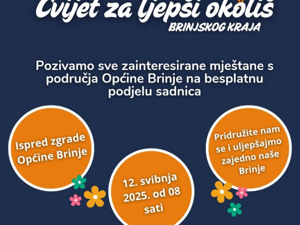 Zajedno za ljepše Brinje – podjela sadnica cvijeća za mještane Zajedno za ljepše Brinje – podjela sadnica cvijeća za mještane