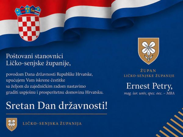 Čestitka župana Ernesta Petryja povodom Dana državnosti Republike Hrvatske