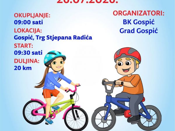 Dječja biciklijada u Gospiću: Mali biciklisti kreću u avanturu dugu 20 kilometara Dječja biciklijada u Gospiću: Mali biciklisti kreću u avanturu dugu 20 kilometara