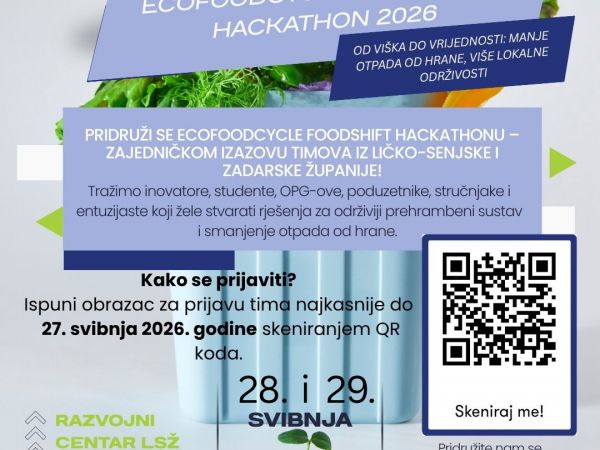 Gospić domaćin ECOFOODCYCLE FOODSHIFT Hackathona 2026: Zajedno protiv otpada od hrane