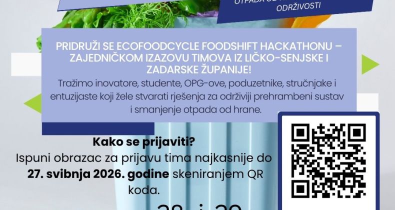 Najbolje iz Like - Hackathon za održivu budućnost: ECOFOODCYCLE FOODSHIFT 2026 okuplja inovatore u Gospiću