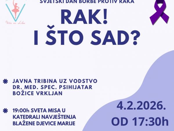 Javna tribina “Rak! I što sad?” u Gospiću povodom Svjetskog dana borbe protiv raka Javna tribina “Rak! I što sad?” u Gospiću povodom Svjetskog dana borbe protiv raka