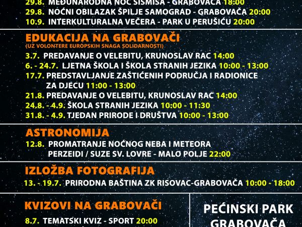 Pećinski park Grabovača ovoga ljeta donosi bogati program događanja za sve generacije