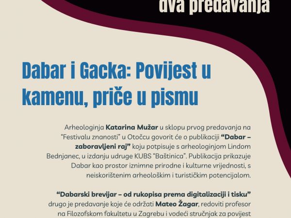 Festival znanosti u Otočcu: Arheološka i glagoljaška baština Gacke