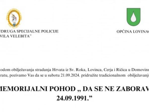 Tradicionalni memorijalni planinarski pohod “Da se ne zaboravi 24. rujna 1991.”