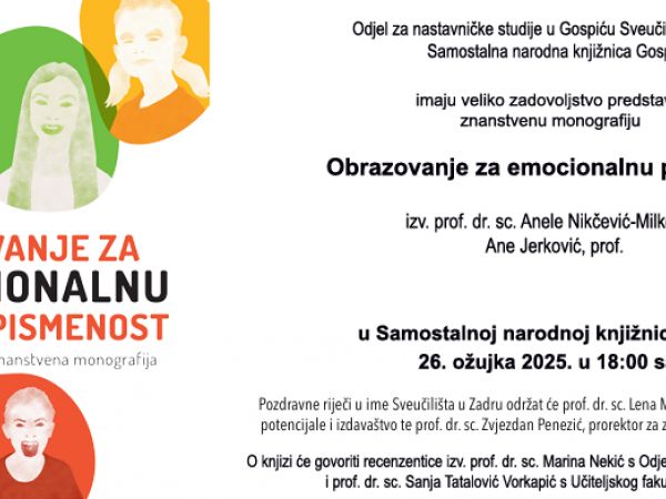 Predstavljanje knjige Anele Nikčević-Milković i Ane Jerković “Obrazovanje za emocionalnu pismenost“ u Gospiću