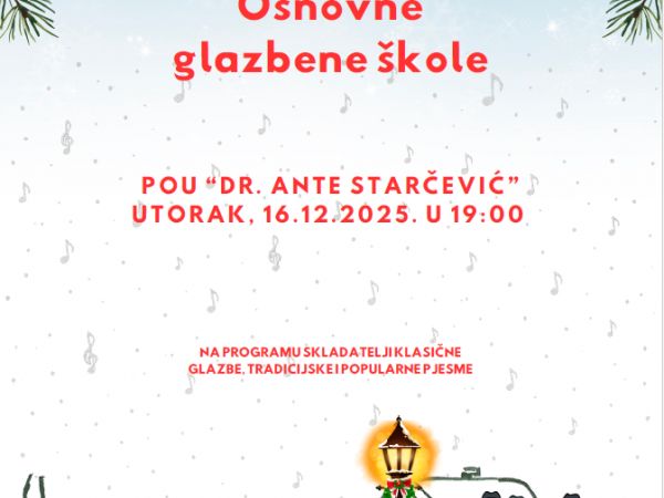Božićni koncert učenika Osnovne glazbene škole u Gospiću