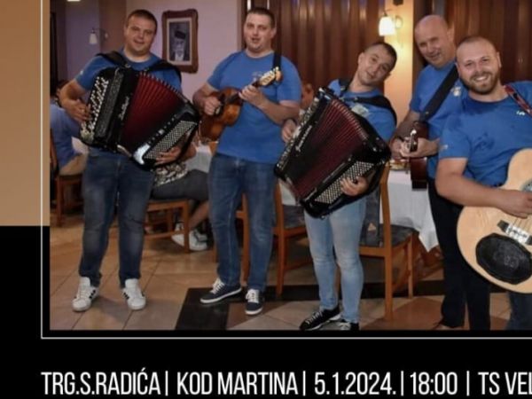 Večeras TS Velebit na Trgu Stjepana Radića „Kod Martina“ Večeras TS Velebit na Trgu Stjepana Radića „Kod Martina“