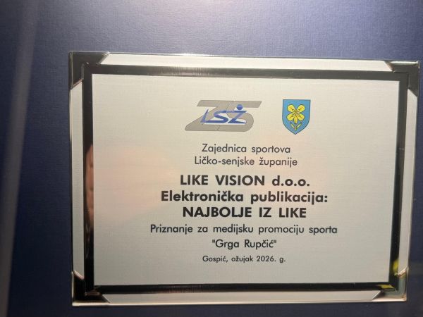 Portal Najbolje iz Like dobitnik priznanja „Grga Rupčić“ za medijsku promociju sporta Portal Najbolje iz Like dobitnik priznanja „Grga Rupčić“ za medijsku promociju sporta