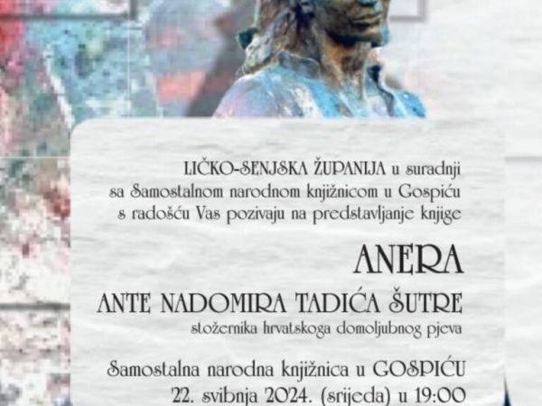 SNK Gospić: Predstavljanje knjige “Anera” autora Ante Nadomira Tadića