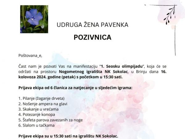 1. Seoska Olimpijada za žene u Općini Brinje 1. Seoska Olimpijada za žene u Općini Brinje
