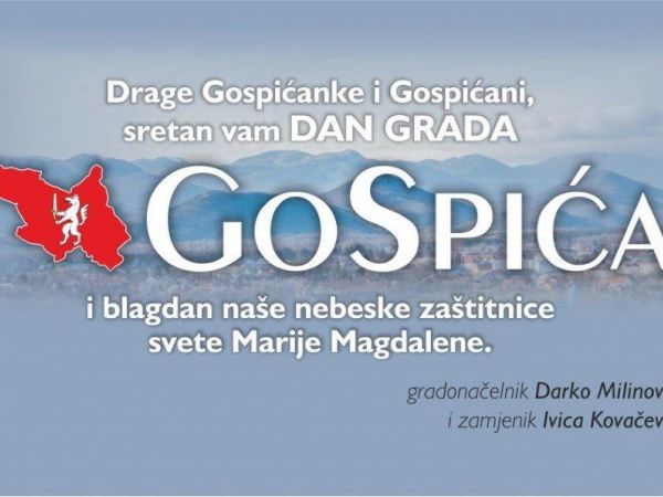 Čestitka gradonačelnika Milinovića i zamjenika Kovačevića povodom Dana Grada Gospića
