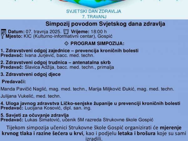 Edukativni simpozij povodom Svjetskog dana zdravlja u Gospiću