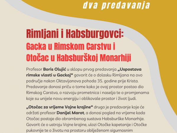 Festival znanosti u Otočcu: Dva predavanja o povijesti Otočca i Gacke Festival znanosti u Otočcu: Dva predavanja o povijesti Otočca i Gacke