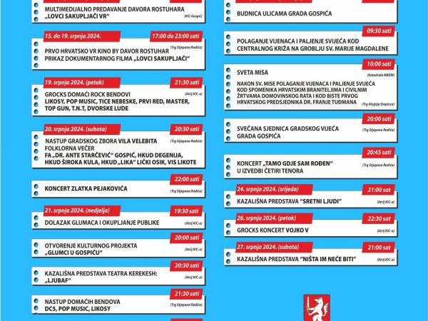 Program obilježavanja Dana grada Gospića Program obilježavanja Dana grada Gospića