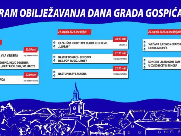 Program obilježavanja Dana grada Gospića: Večeras nastup Baby Lasagne! Program obilježavanja Dana grada Gospića: Večeras nastup Baby Lasagne!