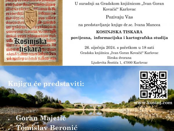 Kulturna večer u Karlovcu uz predstavljanje knjige „Kosinjska tiskara“ Kulturna večer u Karlovcu uz predstavljanje knjige „Kosinjska tiskara“