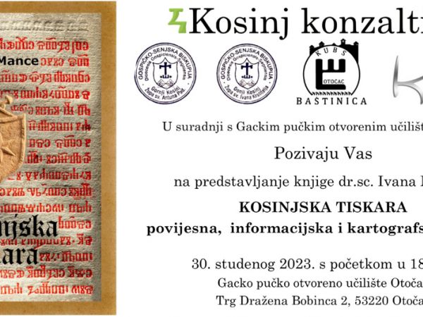 Predstavljanje knjige “Kosinjska tiskara” u Otočcu Predstavljanje knjige “Kosinjska tiskara” u Otočcu