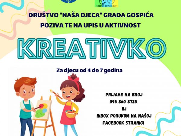 Teku upisi djece u aktivnosti Društva “Naša djeca” grada Gospića 