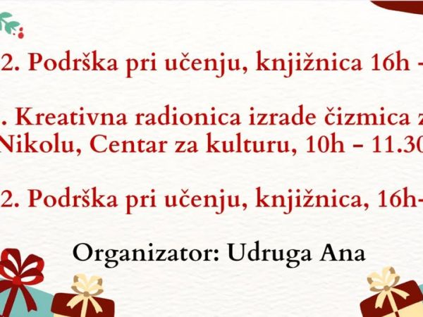 Udruga Ana najavljuje tjedan podrške, kreativnosti i blagdanskog ozračja u Novalji Udruga Ana najavljuje tjedan podrške, kreativnosti i blagdanskog ozračja u Novalji