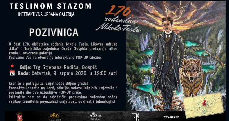 Najbolje iz Like - Gospić dobiva interaktivnu galeriju na otvorenom: “Teslinom stazom” spaja umjetnost, tehnologiju i baštinu