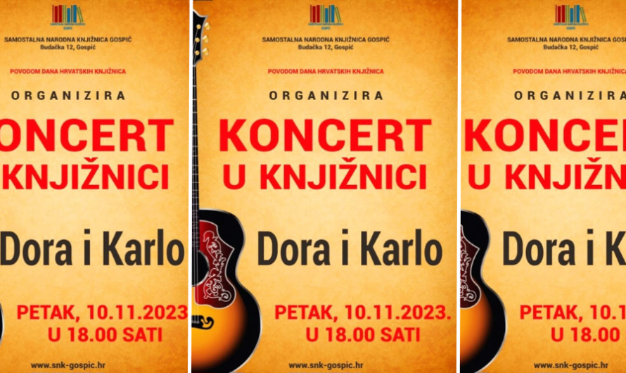 Samostalna narodna knjižnica Gospić organizira koncert “Dora i Karlo'”