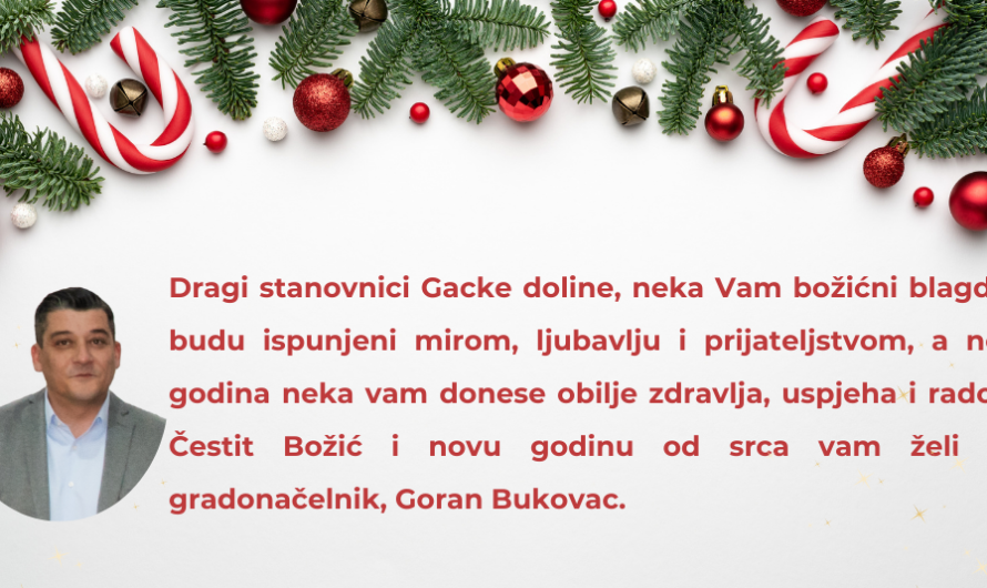 Čestitka gradonačelnika Grada Otočca povodom božićnih i novogodišnjih blagdana