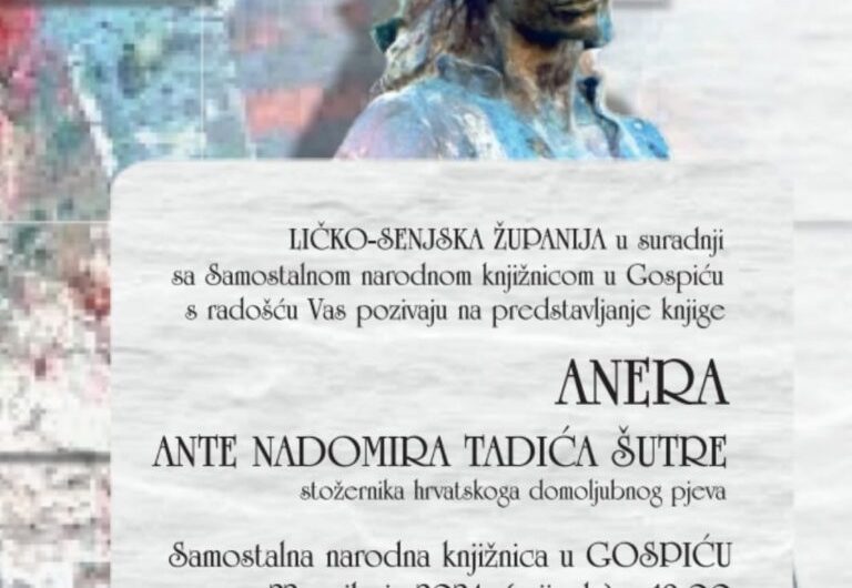 SNK Gospić: Predstavljanje knjige “Anera” autora Ante Nadomira Tadića