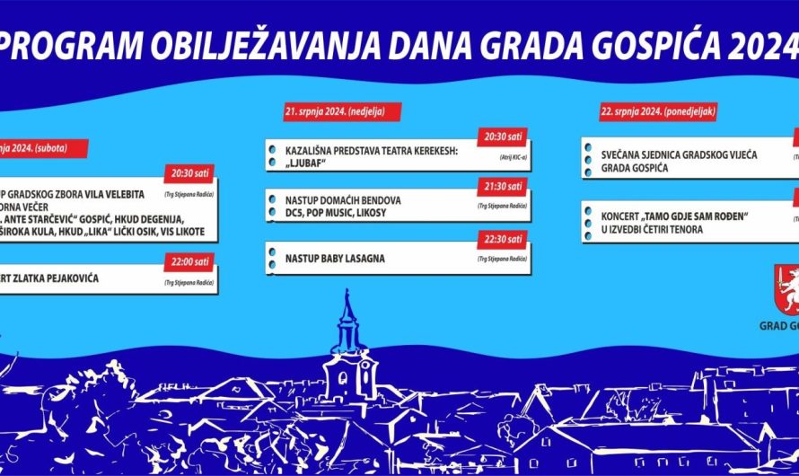 Program obilježavanja Dana grada Gospića: Večeras nastup Baby Lasagne!