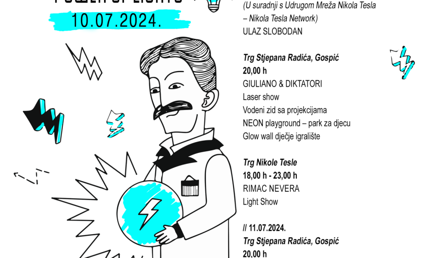 U srijedu 10.7. obilježavamo 168. godišnjicu rođenja Nikole Tesle uz svjetlosni spektakl, Rimac Neveru i koncert Giuliana&Diktatora!